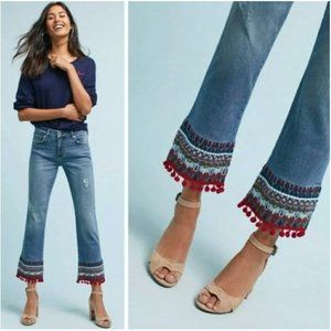 Pilcro & The Letterpress Boho Embellished Cropped Jeans  Size 30